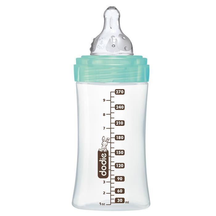 DODIE Anti-colic bottle Initiation + GLASS 3 speeds flow 2 - 270ml - VERT BIRDS