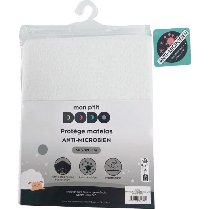 Mattress protector - MON P'TIT DODO - 1901481 - PVC fleece - Antimicrobial - 60x120 cm