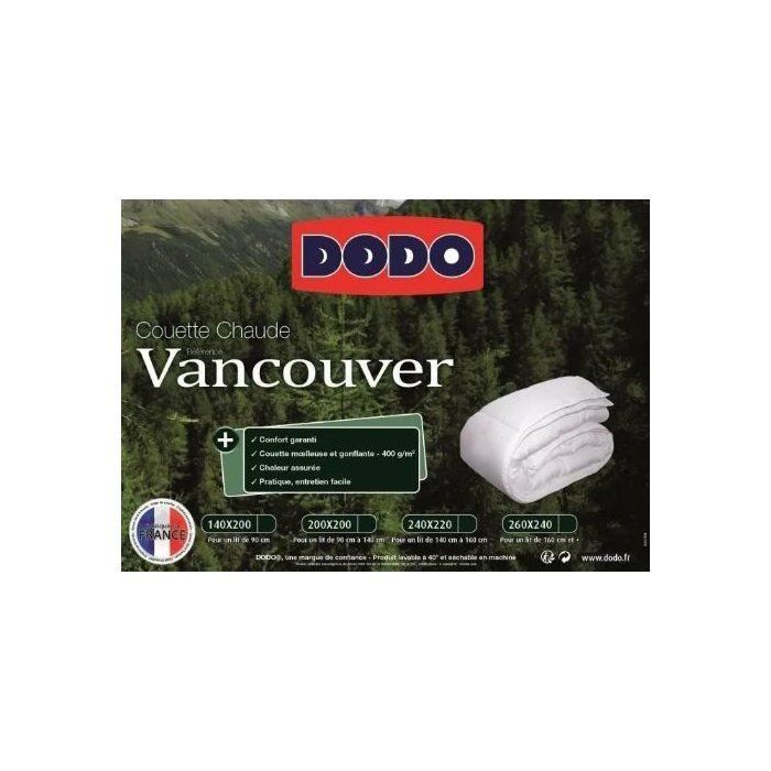 Vancouver hot duvet - 240 x 260 cm - 400gr/m² - White - Dodo