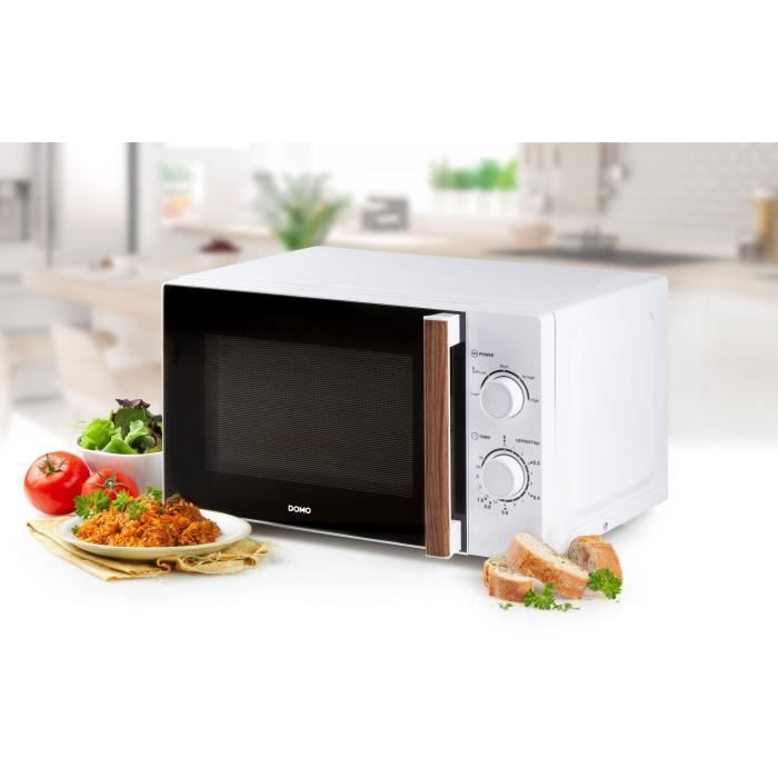 DOMO DO2720 microwave oven - 20L - 700W - 35 min timer - Defrost function - L44 x D35.8 x H 25.8 cm - White wood finish