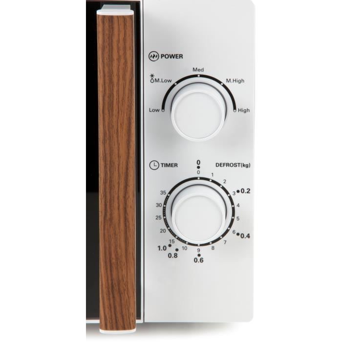 DOMO DO2720 microwave oven - 20L - 700W - 35 min timer - Defrost function - L44 x D35.8 x H 25.8 cm - White wood finish