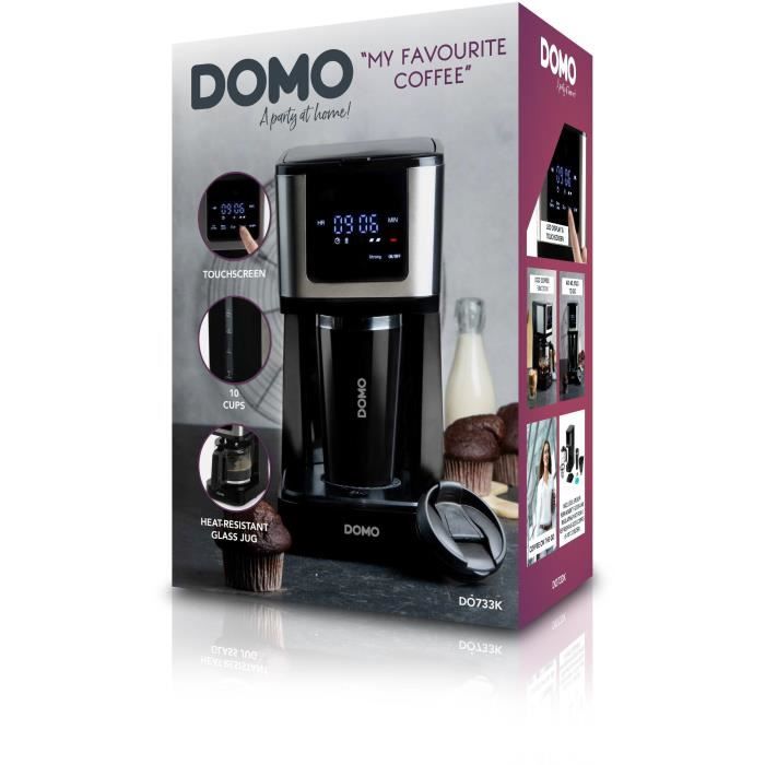 Filter coffee maker - DOMO - DO733K - 900 W - 4 to 10 cups - LCD screen - 3 intensities - Black