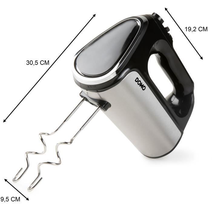 Electric mixer - DOMO - DO9258M - 800 W - 5 speeds + Turbo - Black / Steel