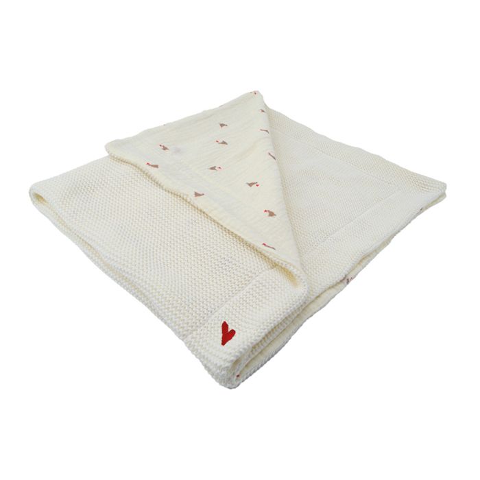 Double-sided blanket - DOMIVA - Maternity Love - 75 x 100 cm - Chunky knit and muslin