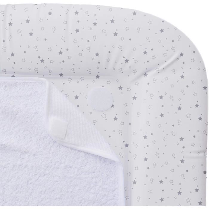 DOMIVA Changing mat PVC + 2 removable sponges - White with star print