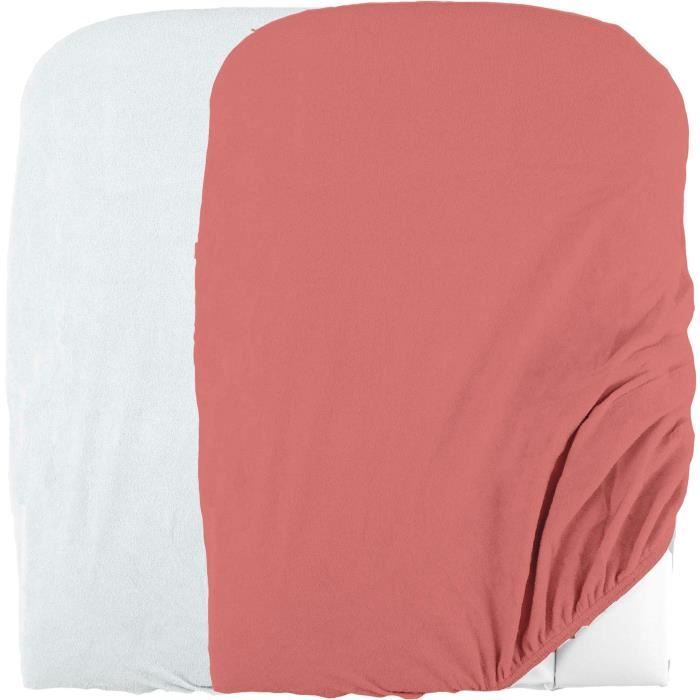 Domiva Set of 2 changing mat covers - 50 x 75 cm - Polycotton sponge - White/Terracotta