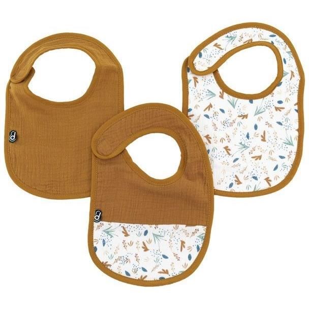 Pack of 3 bibs - DOMIVA - 6-12 months - Cotton gauze - Caramel printed on the water