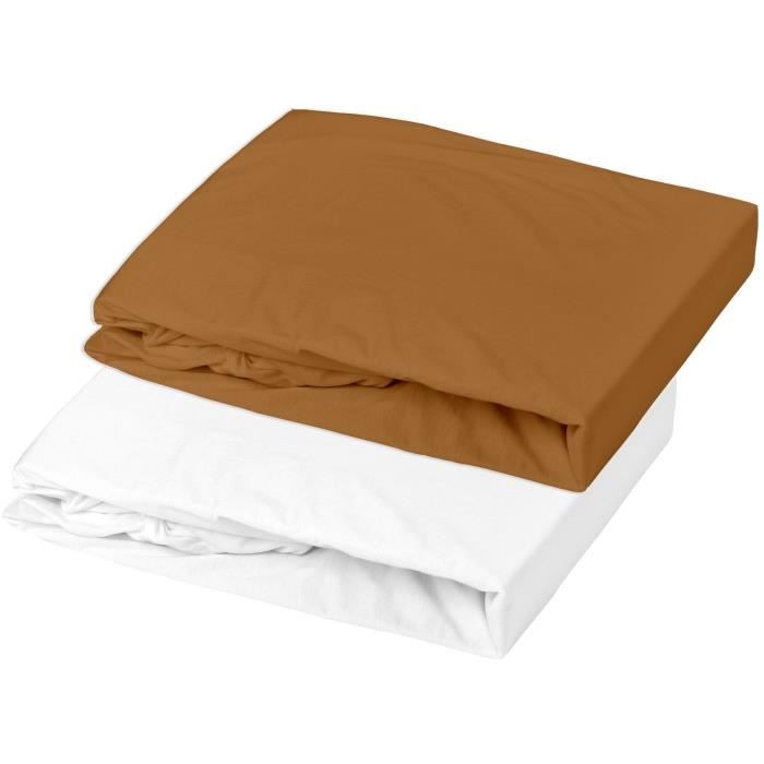 Polyurethane mattress cover + fitted sheet - 60x120 cm - Caramel