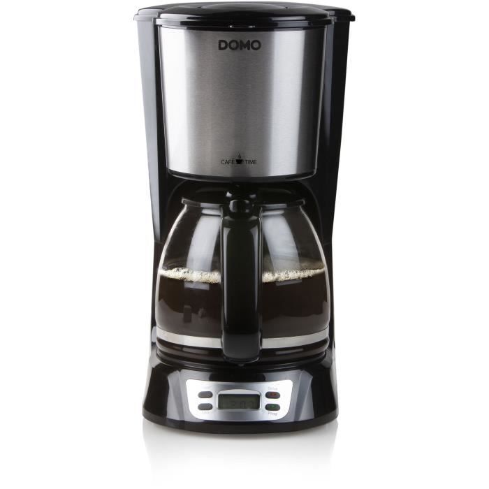 Filter Coffee Maker - DOMO - DO708K - 1000 W - 1.5 L - 12 cups - LCD screen - 24 hour timer - Black and stainless steel