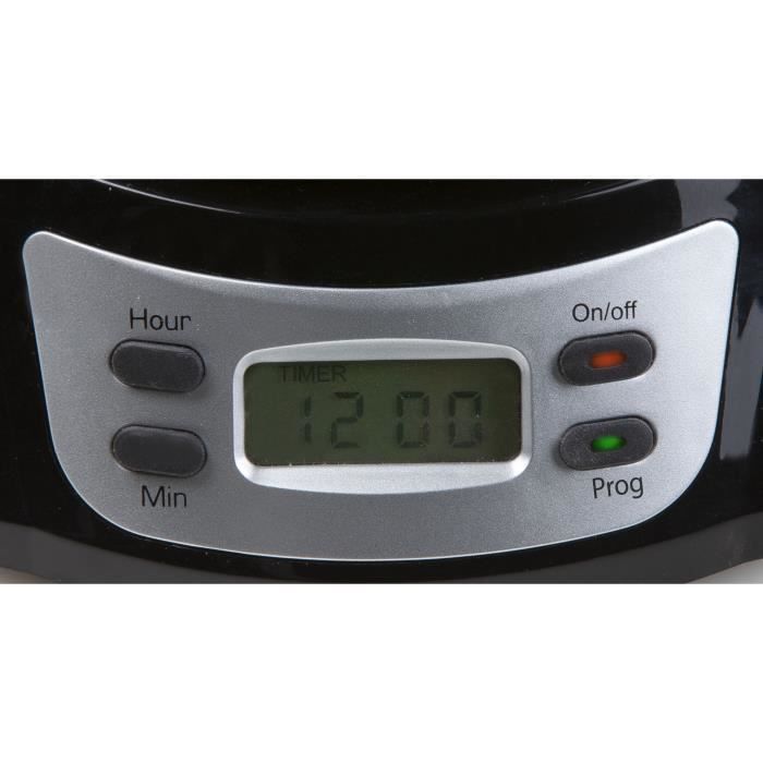 Filter Coffee Maker - DOMO - DO708K - 1000 W - 1.5 L - 12 cups - LCD screen - 24 hour timer - Black and stainless steel
