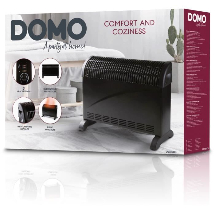 Turbo heating convector - 2000 W - DOMO - DO7350CH - 52.5 x 38.8 x 19.5 cm - Black