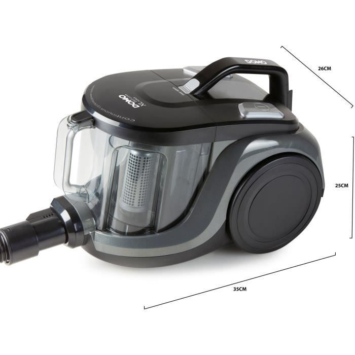Domo do7295S - Bag without bag without bag - Cyclonic system - New Deep Clean brush - Pousing tank 2.5L