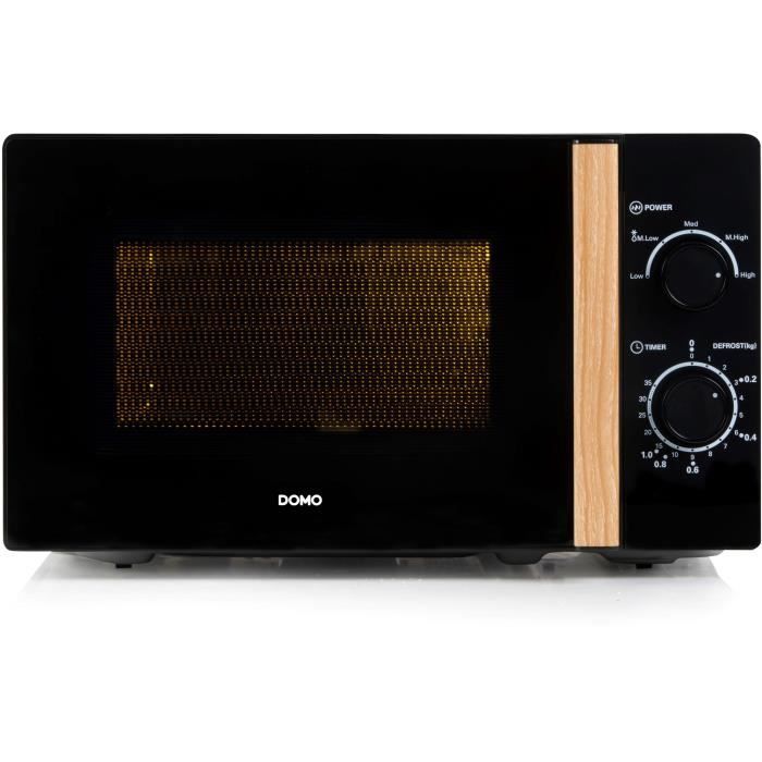 DOMO DO2820 microwave oven - 20L - 700W - 35 min timer - Defrost function - L44 x D35.8 x H 25.8 cm - Black wood finish