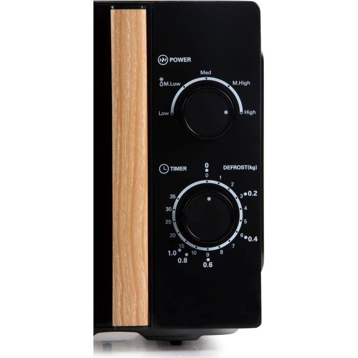 DOMO DO2820 microwave oven - 20L - 700W - 35 min timer - Defrost function - L44 x D35.8 x H 25.8 cm - Black wood finish
