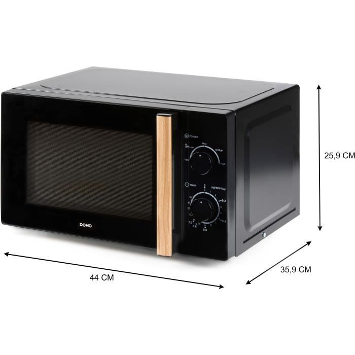 DOMO DO2820 microwave oven - 20L - 700W - 35 min timer - Defrost function - L44 x D35.8 x H 25.8 cm - Black wood finish
