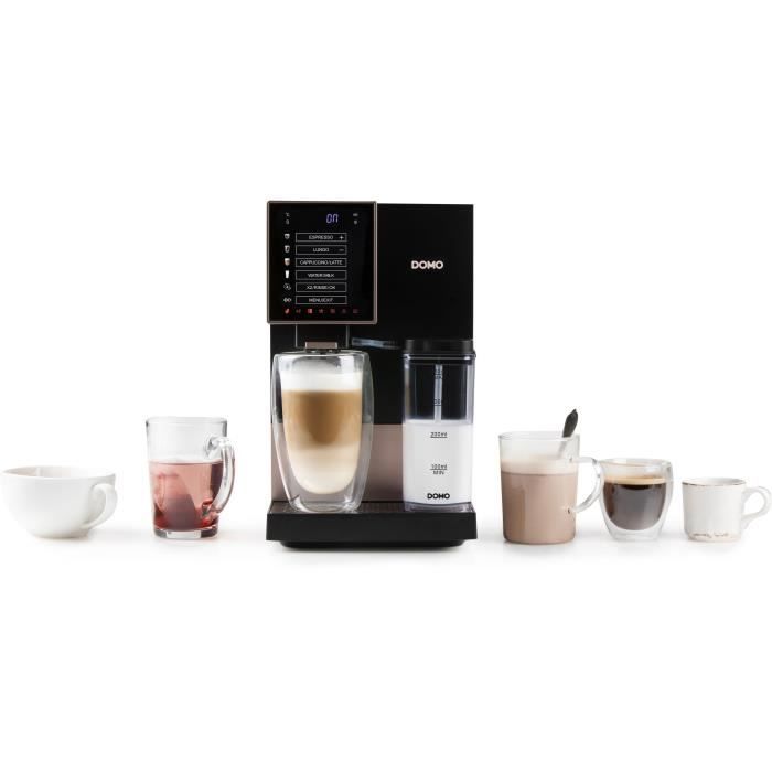 Automatic espresso machine with grinder - DOMO - DO743K - 1350 W - 19 bar - 125 g coffee - Black