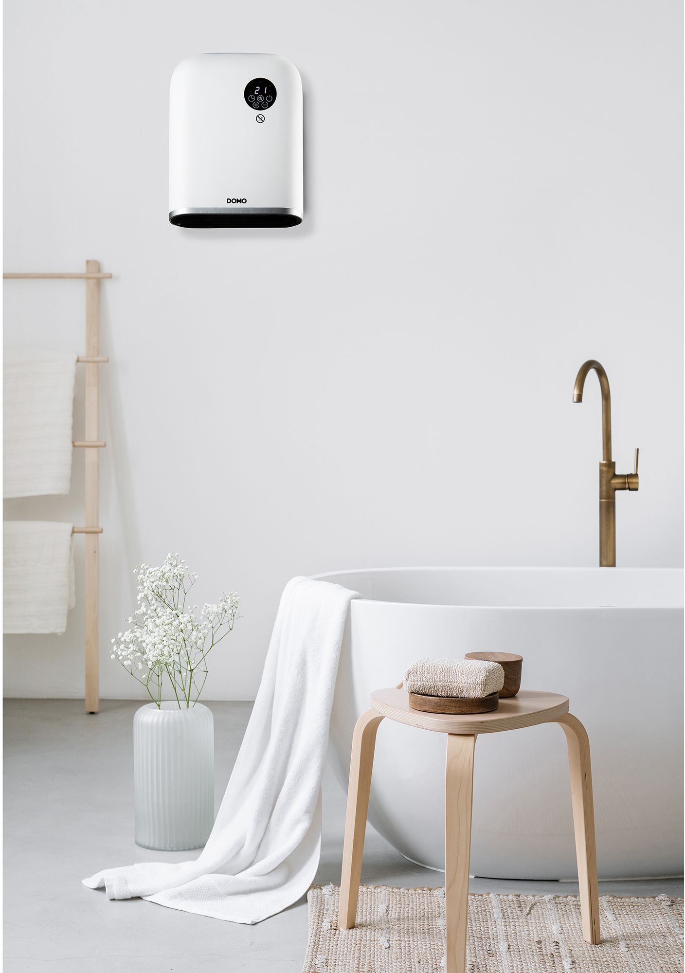 Bathroom Heater - 2000 W - Domo - DO7357F - Wi-Fi + Remote Control - Eco Mode - LED Display - Wall-Mounted / Freestanding - White