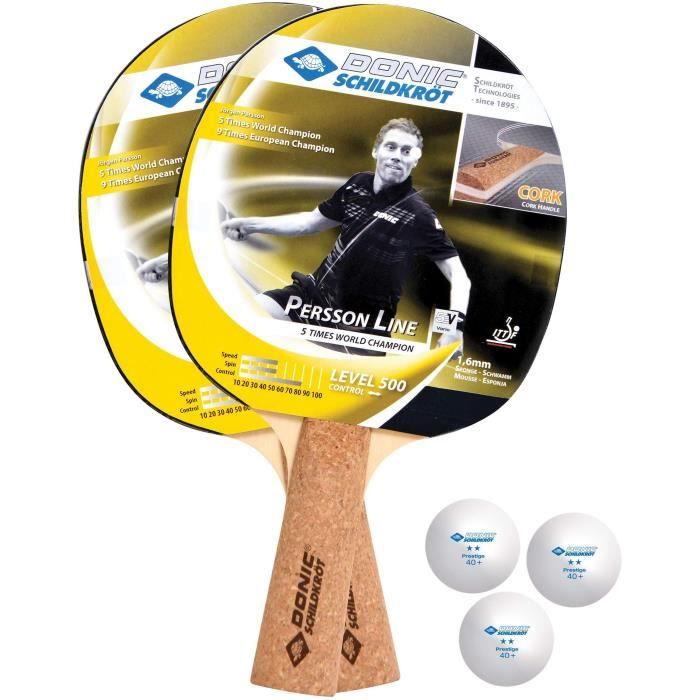 DONIC SCHILDKRÖT Persson 500 table tennis racket set - 3 Balls included - Cover