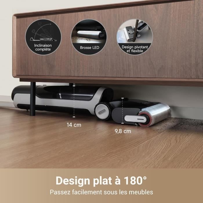 DREAME H14 Pro Wet and Dry Vacuum Cleaner - 180° Flat Design - Brush Cleaning at 60°C - Drying in 5min - 18 kPa