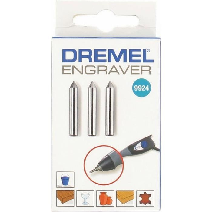 Set of 3 points Dremel 9924 carbide (wood engraving, metals, plastics for Dremel 290 engraver)