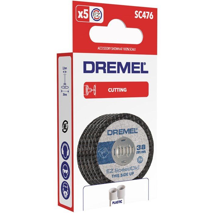 Set of 5 Dremel S476 EZ Speedclic discs (Ø 38mm, thickness 1.2mm to cut plastics and PVC)