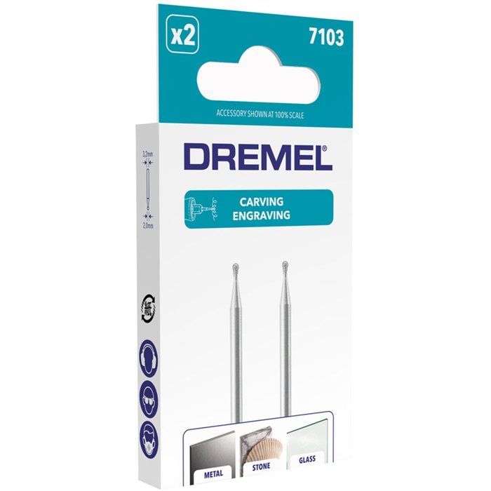 DREMEL LOT OF 2 DIAMANTED POINTS 2MM 7103