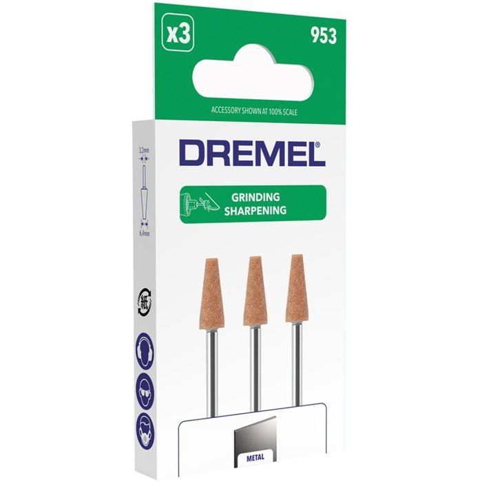 Set of 3 grinding wheels to be rectified by Dremel 953 aluminum oxide (Ø 6.4 mm, for multi-purpose tools)