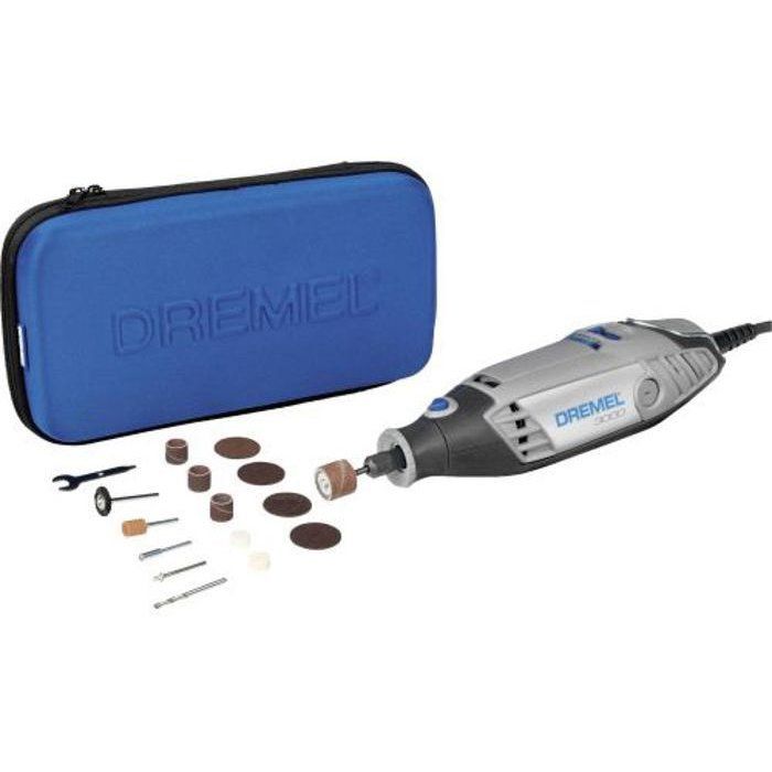 Dremel 3000 multifunction rotary tool (130 W, delivered in a box with 1 bag and 15 accessories)