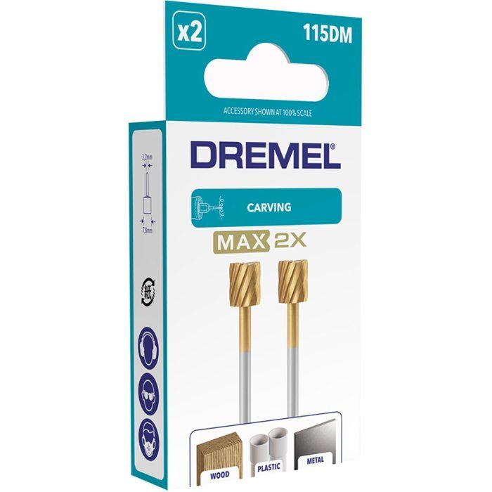 Set of 2 high longevity steel strawberries Dremel Max 115 - Ø 7.8mm cylindrical