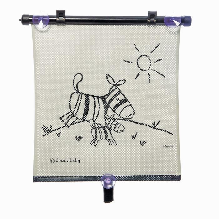 Car Window Roller Blind - DREAMBABY - Double Sided Zebra & Tiger Print - Adjustable 2pcs