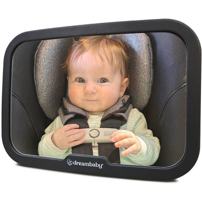 Large rectangular rearview mirror - DREAMBABY - Adjustable for rear seat - 20 x 24 cm - Black