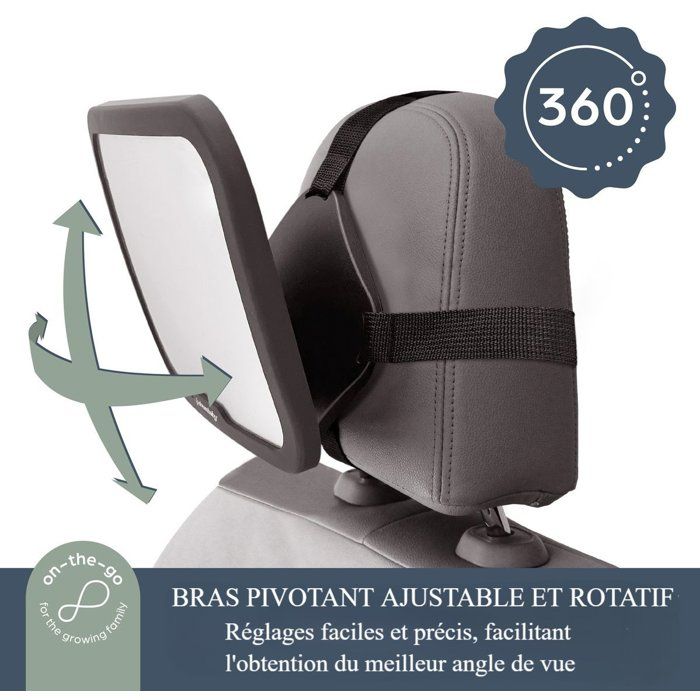 Large rectangular rearview mirror - DREAMBABY - Adjustable for rear seat - 20 x 24 cm - Black