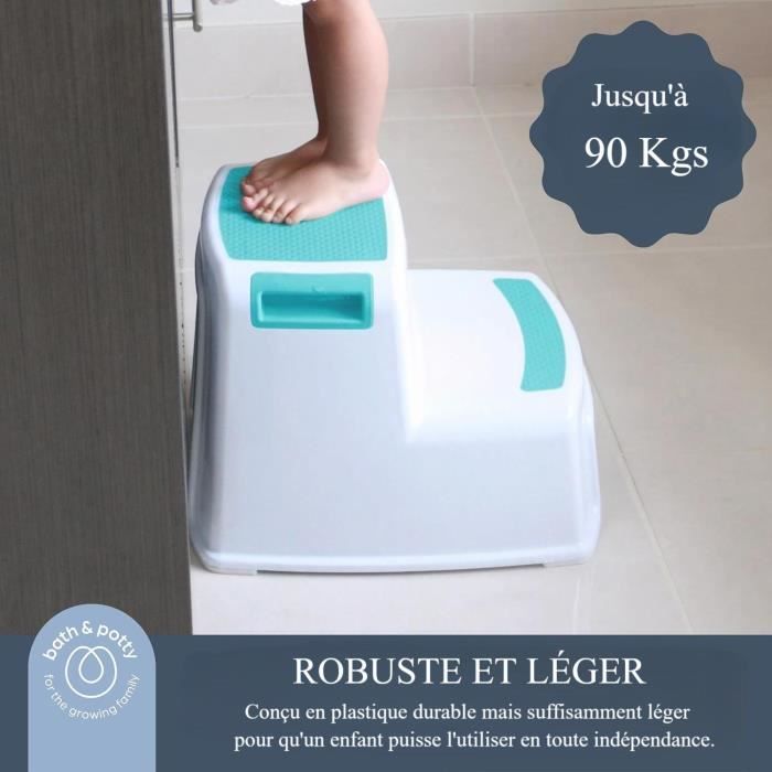 Step stool - DREAMBABY - 2 UP - Non-slip and textured - Up to 80 kg for children and adults - Aqua