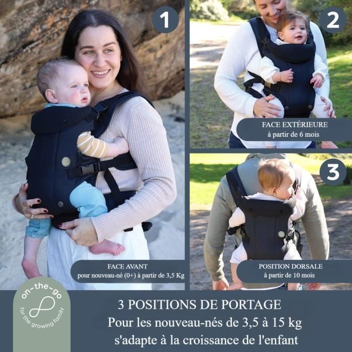 Adjustable 3-1 Baby Carrier - DREAMBABY - JOURNEY - Comfortable and Versatile - Newborn to Toddler up to 15 kg - Black