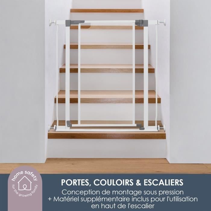 DREAMBABY Clear Panel Safety Gate - Hold-open Function - Anti-fall Bottom - White
