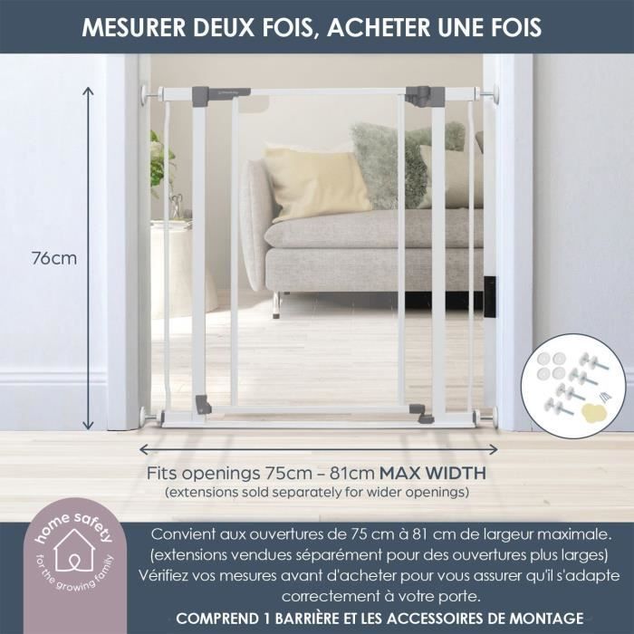 DREAMBABY Clear Panel Safety Gate - Hold-open Function - Anti-fall Bottom - White