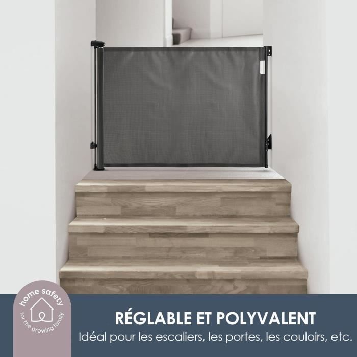 Extra high retractable safety barrier - DREAMBABY - 60 to 140 cm H90 cm - Black
