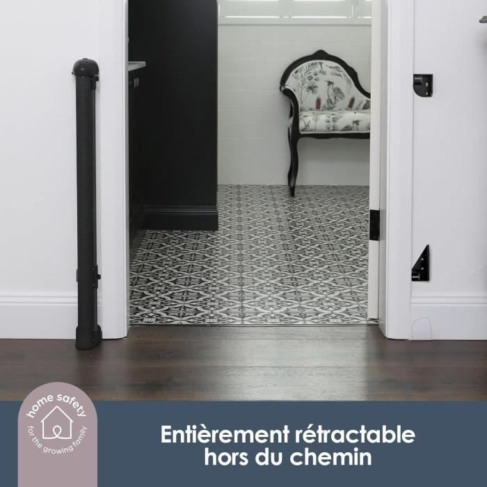 Extra high retractable safety barrier - DREAMBABY - 60 to 140 cm H90 cm - Black