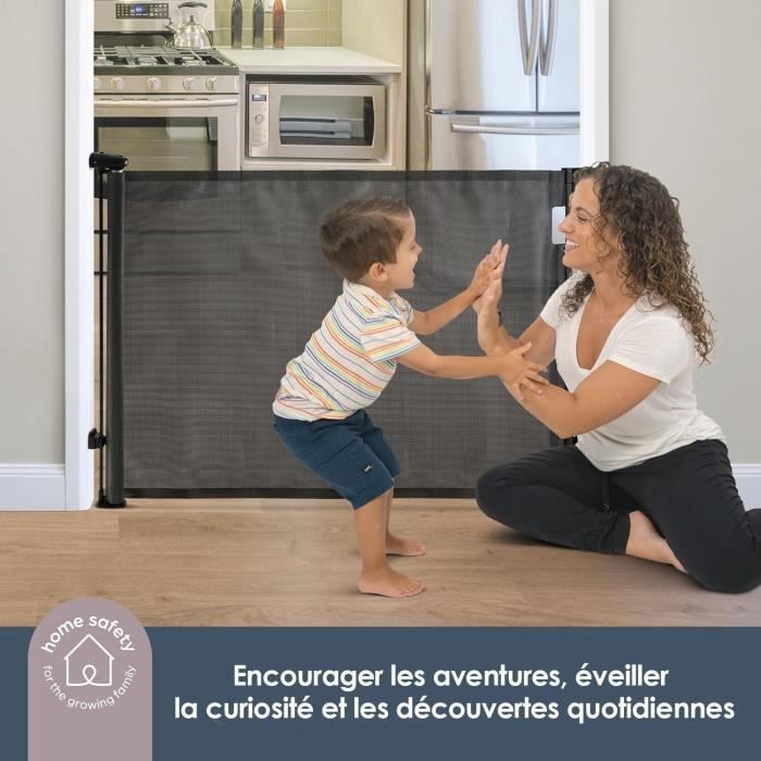 Extra high retractable safety barrier - DREAMBABY - 60 to 140 cm H90 cm - Black