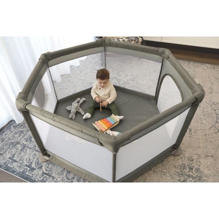 Explore Park - DREAMBABY - 6 sides with fabric base and padded frame - Ø 1.40 m - H 70 cm - Taupe