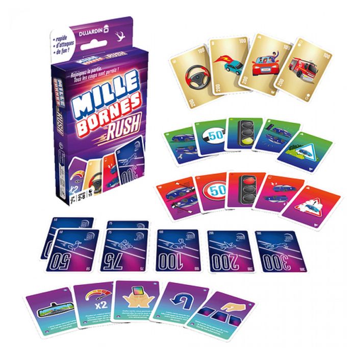 MILLE BORNES RUSH card game - DUJARDIN - For 2 players or more - From 7 years old