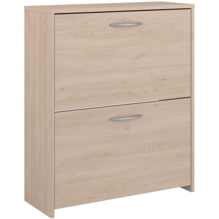 Shoe cabinet with 2 flaps - EASY LIFE - Oak - 66.5 x 78.5 x 25.1 - PARISOT