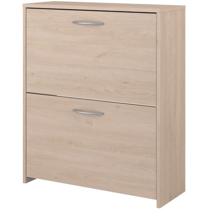 Shoe cabinet with 2 flaps - EASY LIFE - Oak - 66.5 x 78.5 x 25.1 - PARISOT