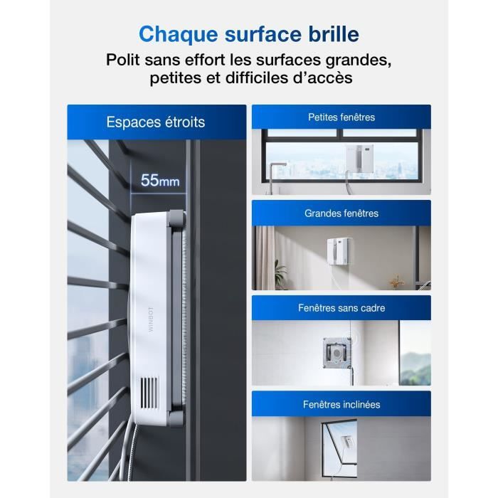 ECOVACS WINBOT Mini - Window Cleaning Robot - Compact Design - Dual Nozzles with Ultrasonic Spray