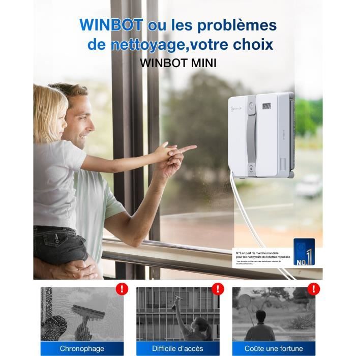 ECOVACS WINBOT Mini - Window Cleaning Robot - Compact Design - Dual Nozzles with Ultrasonic Spray