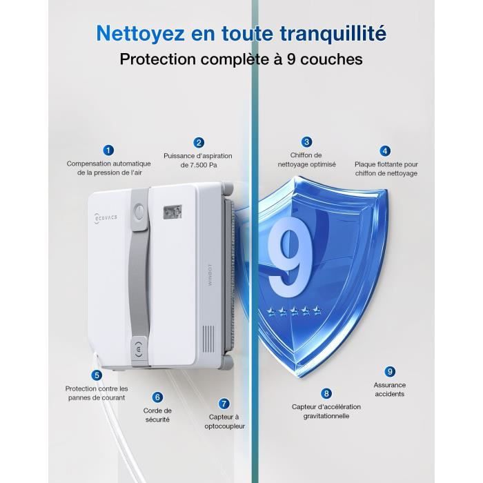 ECOVACS WINBOT Mini - Window Cleaning Robot - Compact Design - Dual Nozzles with Ultrasonic Spray