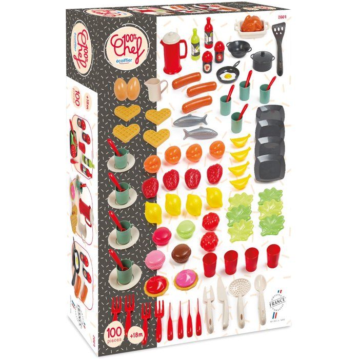 Dinette box 100 pieces - ECOIFFIER - 100% Chef Collection - From 18 months