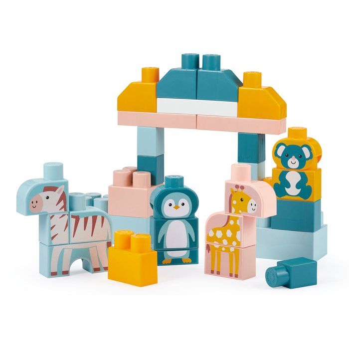 Brick Barrel - Construction Game - ECOIFFIER - Animals of the World - 55 pieces - +12 months