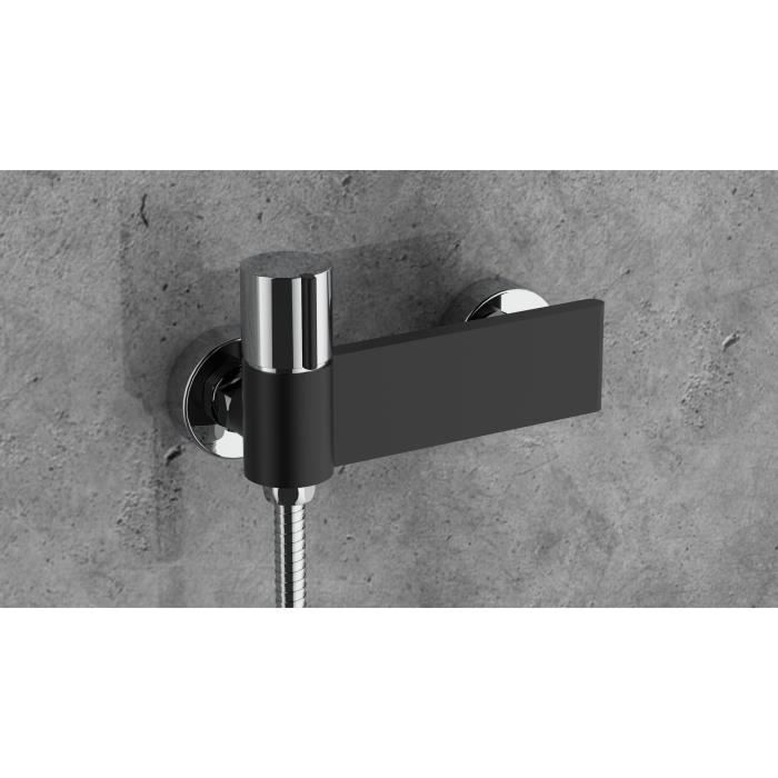 Shower mixer - EDOUARD ROUSSEAU - BLACK STEEL - Black / Chrome