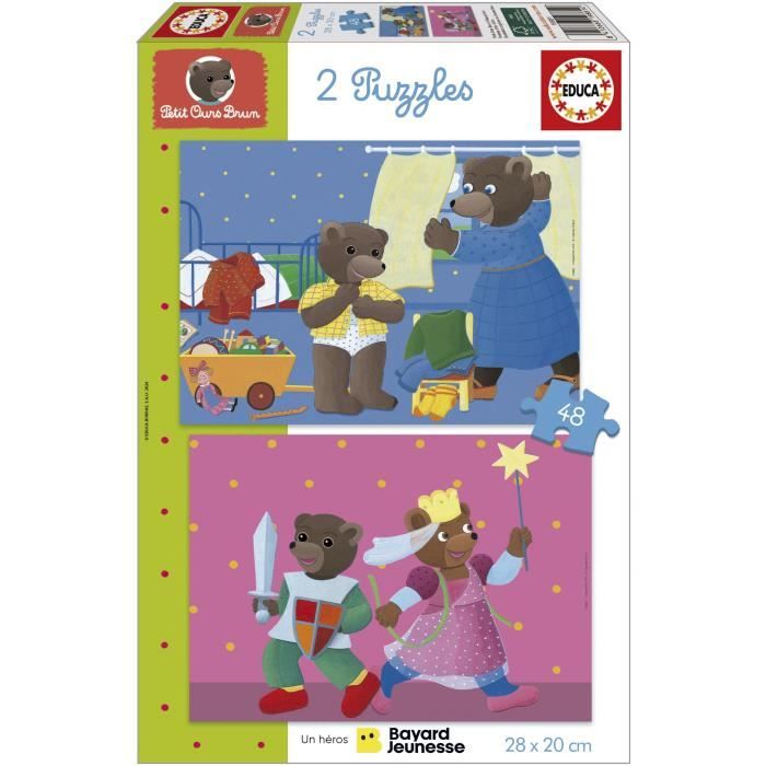 Puzzle - EDUCA - Little Brown Bear: Set of 2 puzzles of 48 pieces for children aged 4 and over